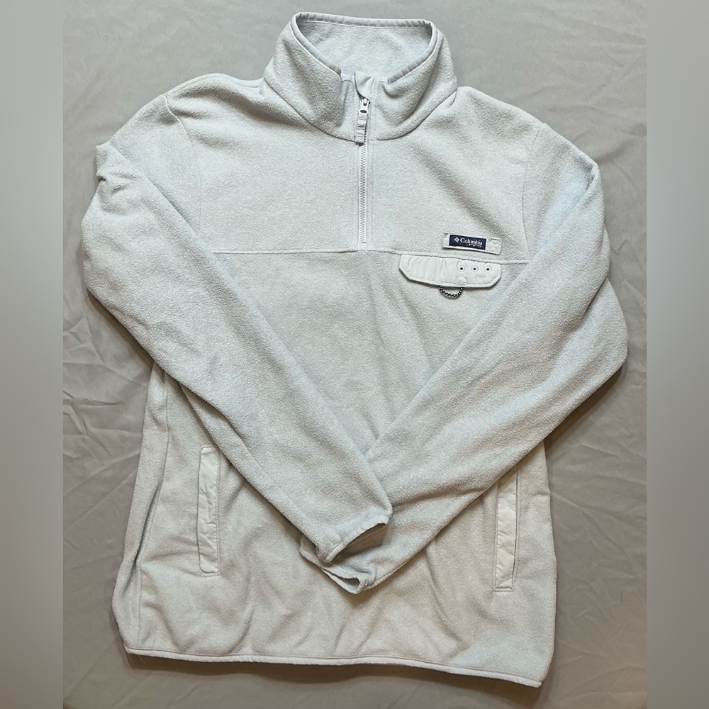 Columbia Light Blue Zip Up Sweater Fleece Stand-Up Collar